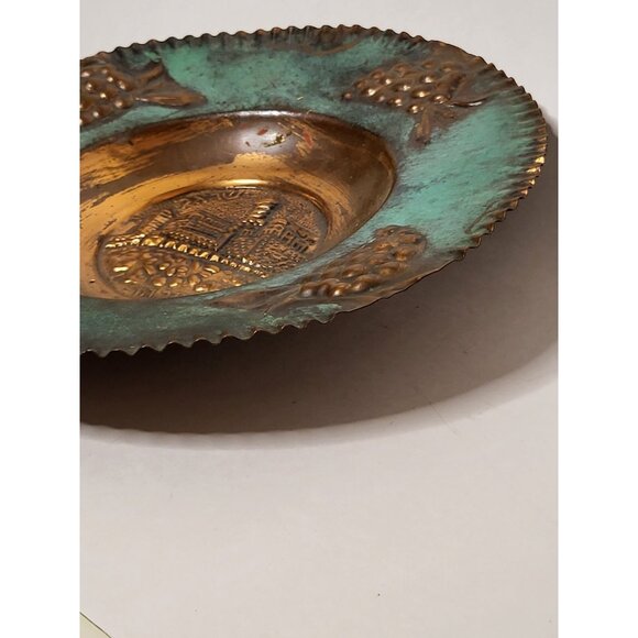 Vintage Israel Judaica Copper Verdigris Wall Plate David’s Tower Castle - Picture 3 of 9